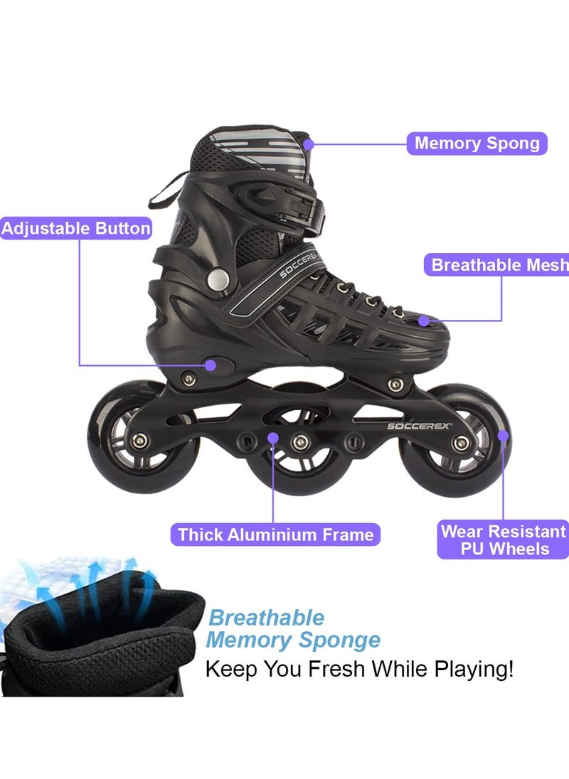 Soccerex - PRO Inline Skates for  Youth  with High Speed 3Wheels Skating Shoes - Image 1