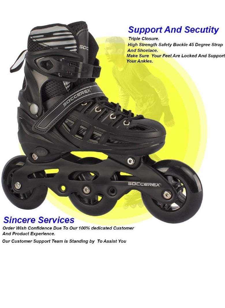 Soccerex - PRO Inline Skates for  Youth  with High Speed 3Wheels Skating Shoes - Image 1