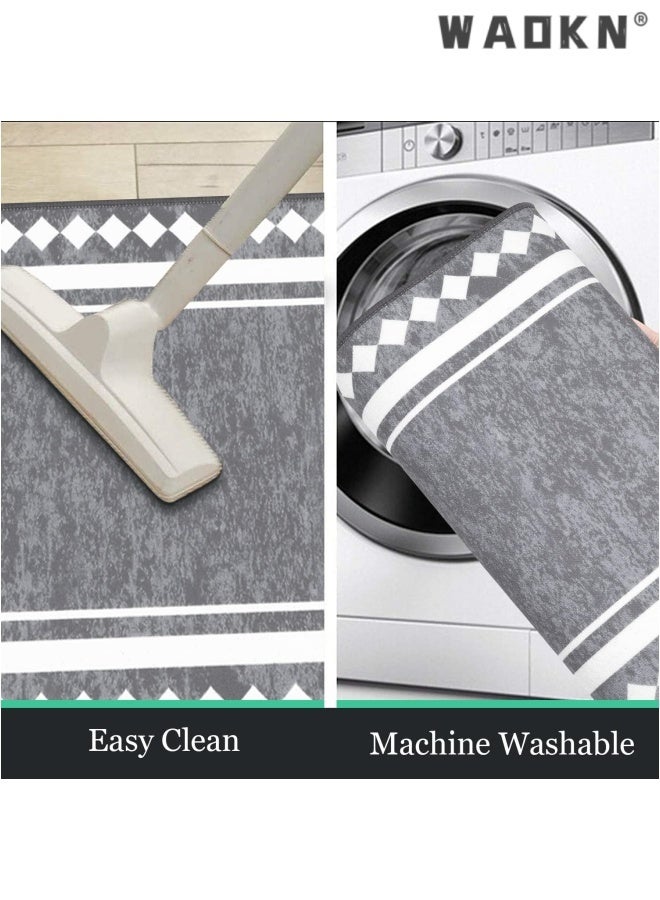 WAOKN Farmhouse Kitchen Rugs Sets of 3 Non Slip Washable Boho Kitchen Rugs and Mats for Floor Kitchen Runner Rug Floor Carpet for Kitchen, Laundry, Hallways，Oil absorbing kitchen mat, household dirt resistant and wear-resistant floor mat, entrance door mat（50*80+50*120+50*150cm） - Image 2