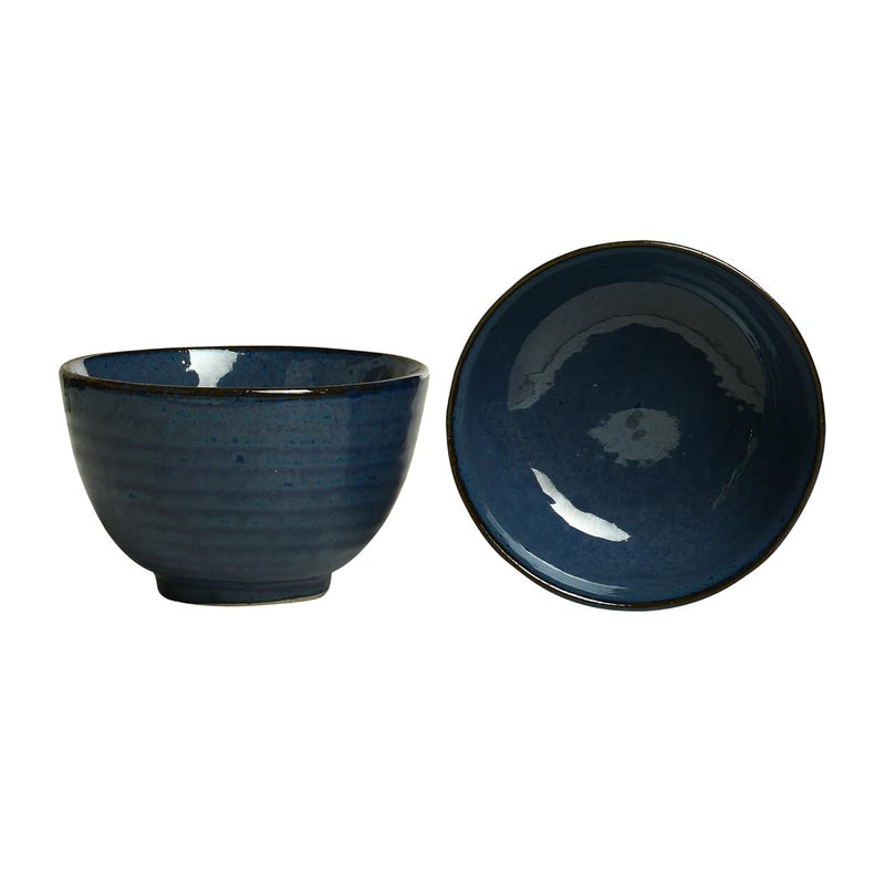 Caffeine Caffeine Ceramic Handmade Blue Metallic Dessert Bowl Set of 4 150ml - Image 2