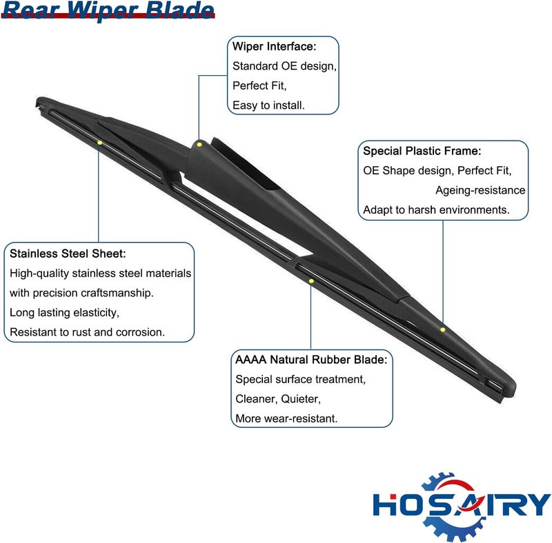 HOSAIRY مجموعة شفرات ذراع المساحات الخلفية HOSAIRY لسيارة لينكولن نافيجيتور وفورد إكسبيديشن - Image 4