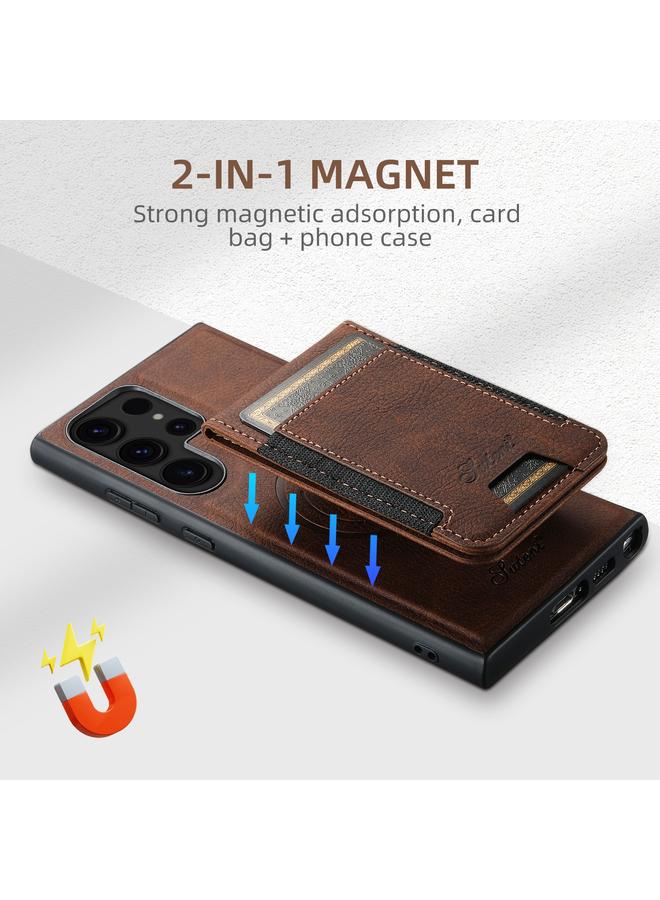 Suteni Case For Samsung Galaxy S22 5G H17 Litchi Texture Leather MagSafe Detachable Wallet Phone Case - Image 4