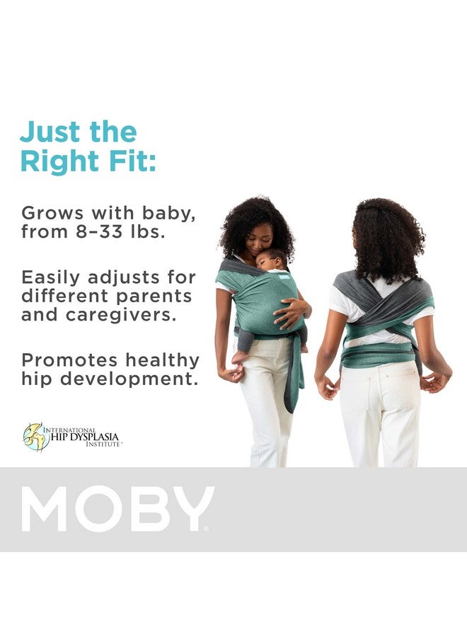موبي حاملة موبي بيبي راب، قابلة للعكس، مناسبة للأطفال حديثي الولادة وحتى الأطفال الصغار (من 8 إلى 33 رطلاً)، حاملة أطفال، خفيفة الوزن للغاية، تصميم حر اليدين، قابلة للتعديل لتناسب جميع أنواع الجسم (لون اليشم/رمادي) - Image 2