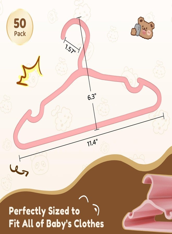 VILICK Plastic Kids Hangers - 50 Pack Non-Slip Baby Clothes Hangers for Closet, Toddler & Newborn Clothing Pants, Skirts, Coats (Pink) - Image 2