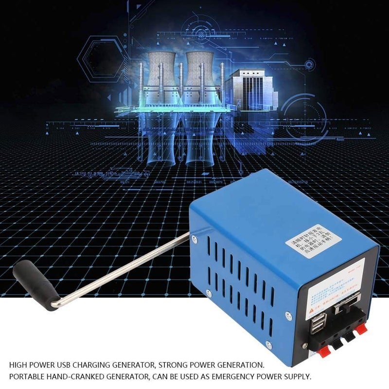 مولد كهربائي يدوي عالي الطاقة 20 وات شاحن USB محمول للطوارئ دينامو منخفض الضوضاء للعمليات الميدانية والتدريب على البقاء والاتصالات في حالات الطوارئ - أزرق - Image 3