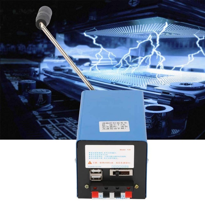 مولد كهربائي يدوي عالي الطاقة 20 وات شاحن USB محمول للطوارئ دينامو منخفض الضوضاء للعمليات الميدانية والتدريب على البقاء والاتصالات في حالات الطوارئ - أزرق - Image 4