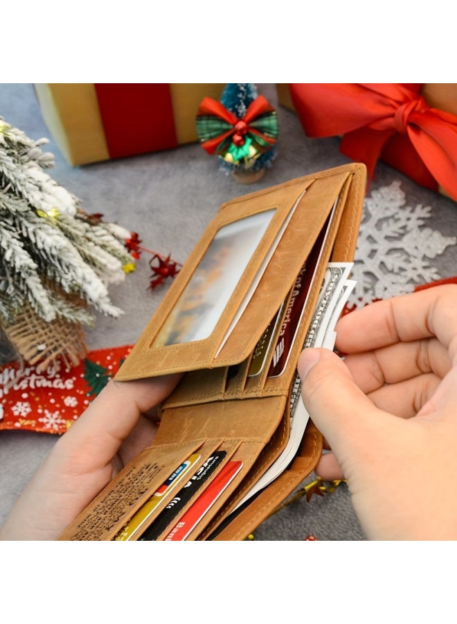 VP Laser Engraving Wallet Shopify Explosions Retro Cowhide Men's Wallet Horizontal-Color:The Pattern Mother Gives Away--first Layer Of Crazy Horse Cowhide  - Image 4