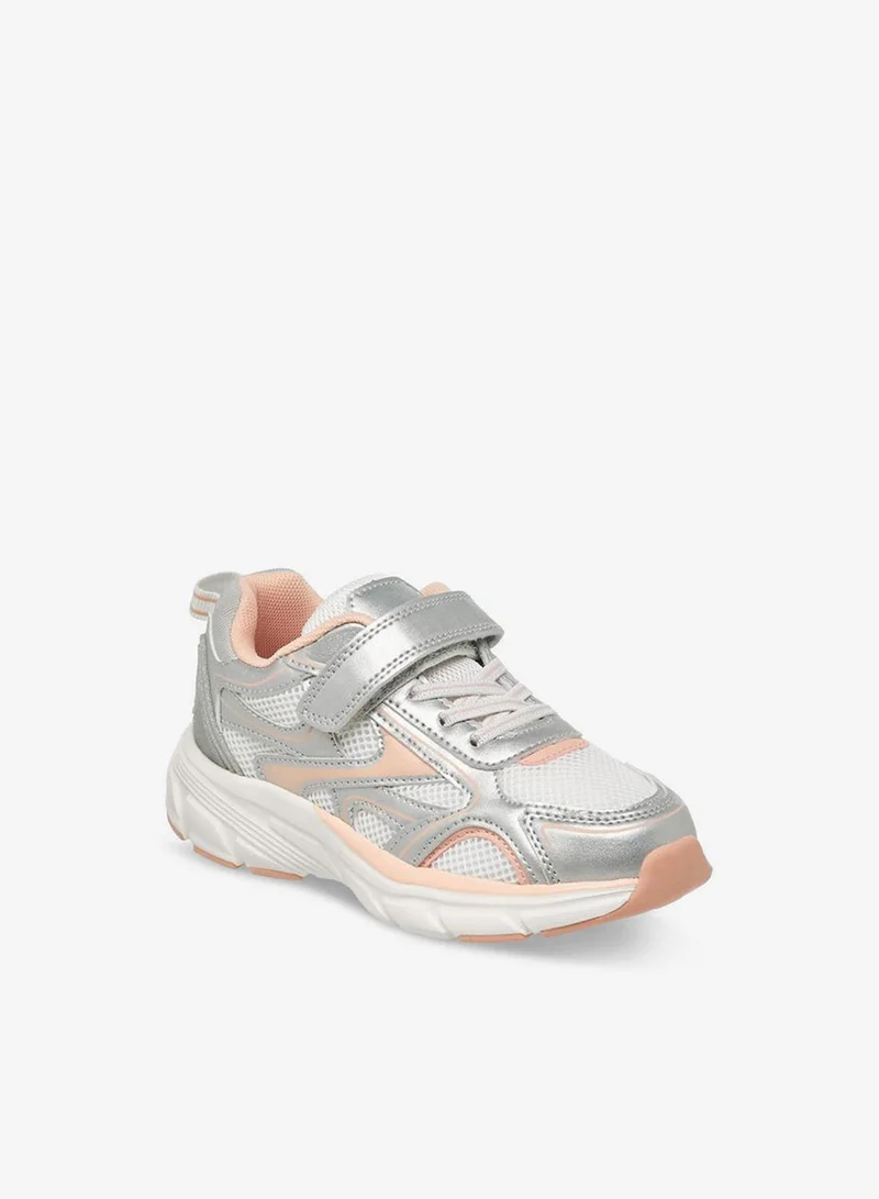 Little Missy SILVER Girls Panelled Hook and Loop Sneakers for Women | Best Price UAE