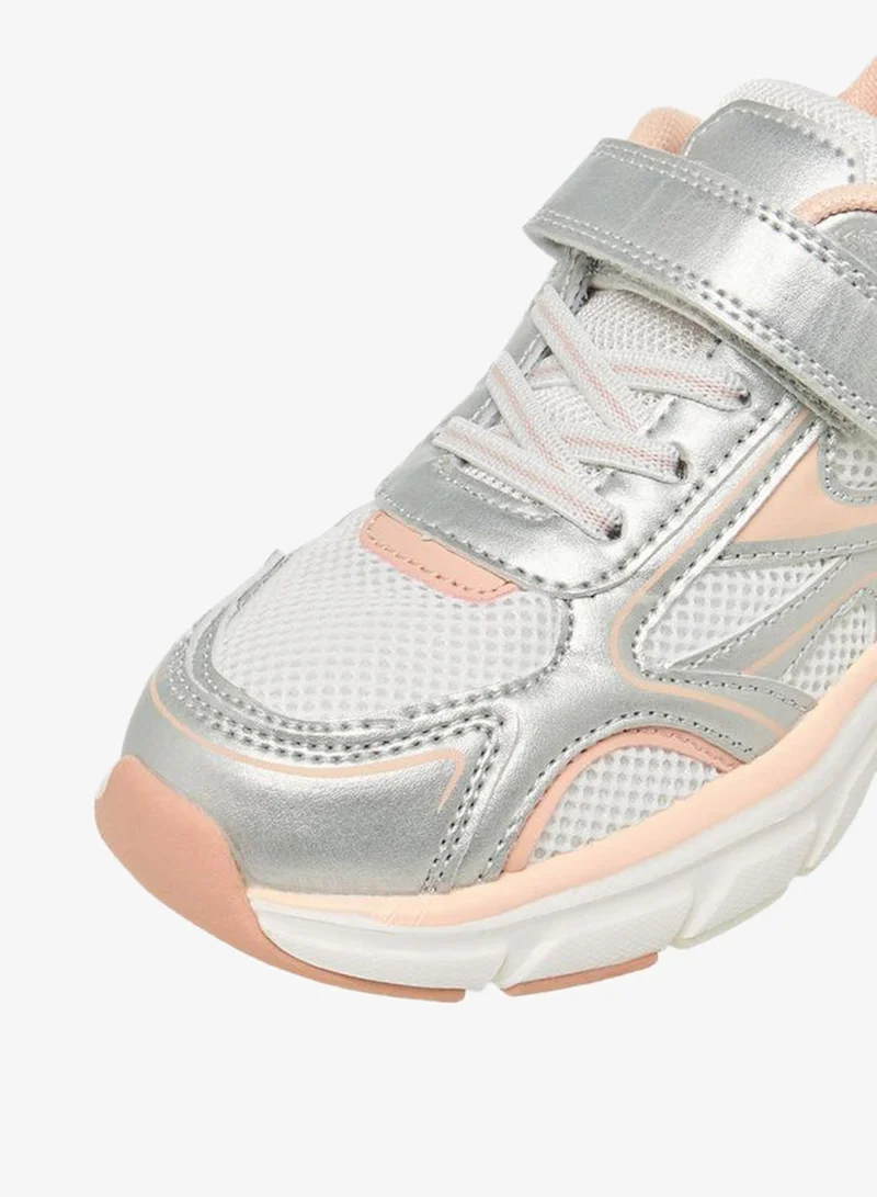 Little Missy SILVER Girls Panelled Hook and Loop Sneakers for Women | Best Price UAE