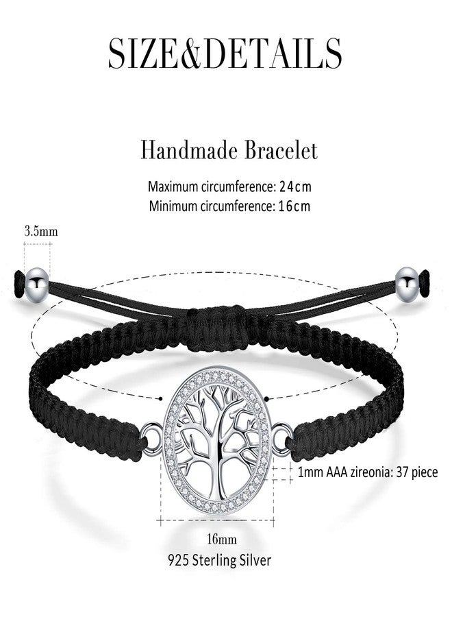 ZENI Tree of Life Bracelet for Women, Black Rope Bracelet 925 Silver Handmade Braided Adjustable Bracelet Love Friendship Christmas Bracelet Gifts - Image 5