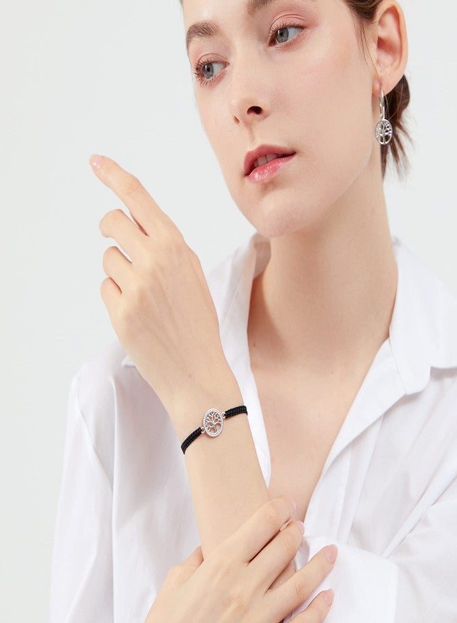 ZENI Tree of Life Bracelet for Women, Black Rope Bracelet 925 Silver Handmade Braided Adjustable Bracelet Love Friendship Christmas Bracelet Gifts - Image 3