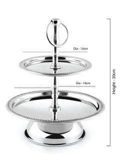 BLACKSTONE Stainless Steel Tray Dessert Stand Pastry Stand Cake Stand Serving Platter Serving Plate Tray 2 TIER  - Image 2