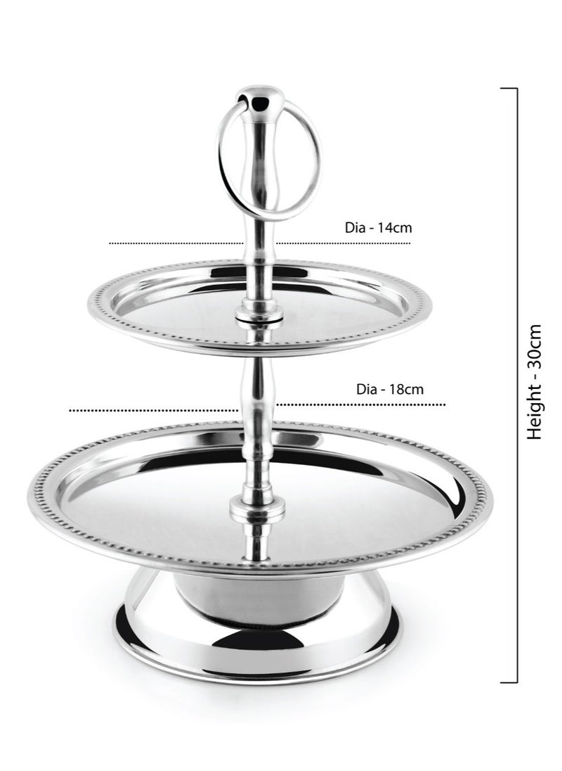 BLACKSTONE - Stainless Steel Tray Dessert Stand Pastry Stand Cake Stand Serving Platter Serving Plate Tray 2 TIER - Image 1