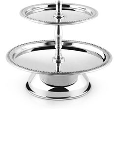 BLACKSTONE Stainless Steel Tray Dessert Stand Pastry Stand Cake Stand Serving Platter Serving Plate Tray 2 TIER  - Image 4