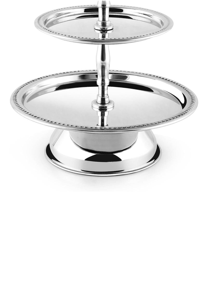 BLACKSTONE - Stainless Steel Tray Dessert Stand Pastry Stand Cake Stand Serving Platter Serving Plate Tray 2 TIER - Image 1