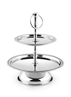 BLACKSTONE Stainless Steel Tray Dessert Stand Pastry Stand Cake Stand Serving Platter Serving Plate Tray 2 TIER  - Image 1