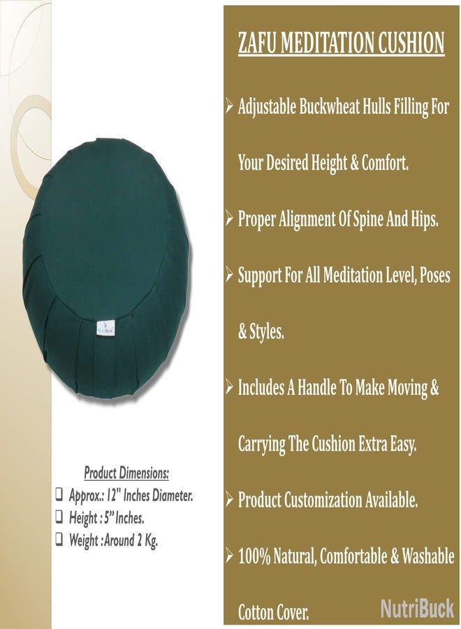 NutriBuck® Buckwheat ZAFU Meditation Cushion Filled with Buckwheat Hulls (Dark Green) - Image 2