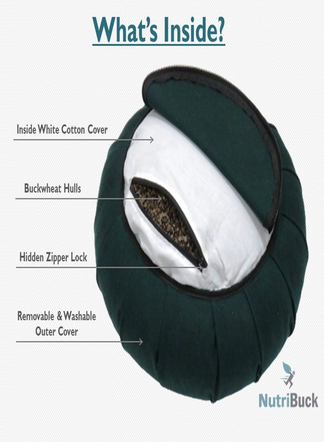 NutriBuck® Buckwheat ZAFU Meditation Cushion Filled with Buckwheat Hulls (Dark Green) - Image 5
