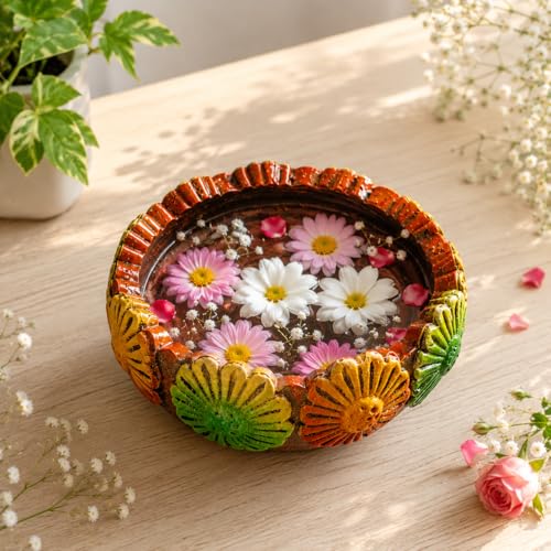 Niyara Handmade Earthenware Clay Decorative Bowl, Urli, Flower Pot (Medium) - Image 2