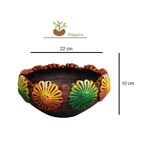 Niyara Handmade Earthenware Clay Decorative Bowl, Urli, Flower Pot (Medium) - Image 4