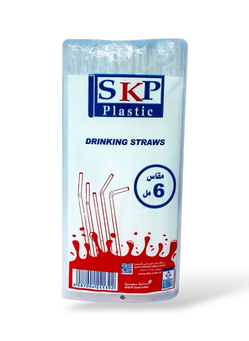 SKP Plastic Transparent Straw, diameter 6 mm, length 19 cm, 100 pieces 