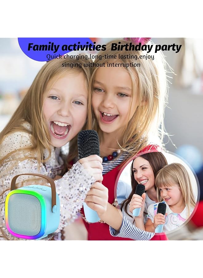 DMG TECH Mini Karaoke Machine Portable Bluetooth Speaker With Wireless Microphone Magic Voices And Colorful Led Lights Wireless Bluetooth Karaoke Microphon For For Kids And Adults Blue  - Image 5