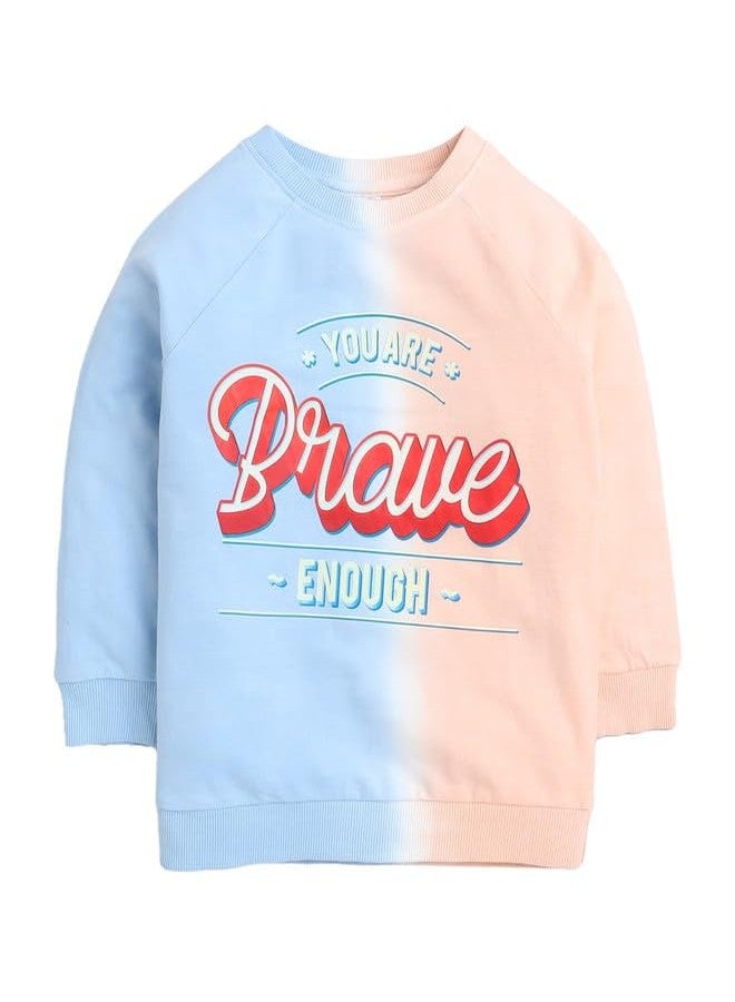 BUMZEE سويت شيرت قطني بأكمام طويلة للأولاد من BUMZEE باللونين الأزرق والخوخي، مناسب للأعمار من 12 إلى 18 شهرًا (Peb9670D-blu.PCH) - Image 1