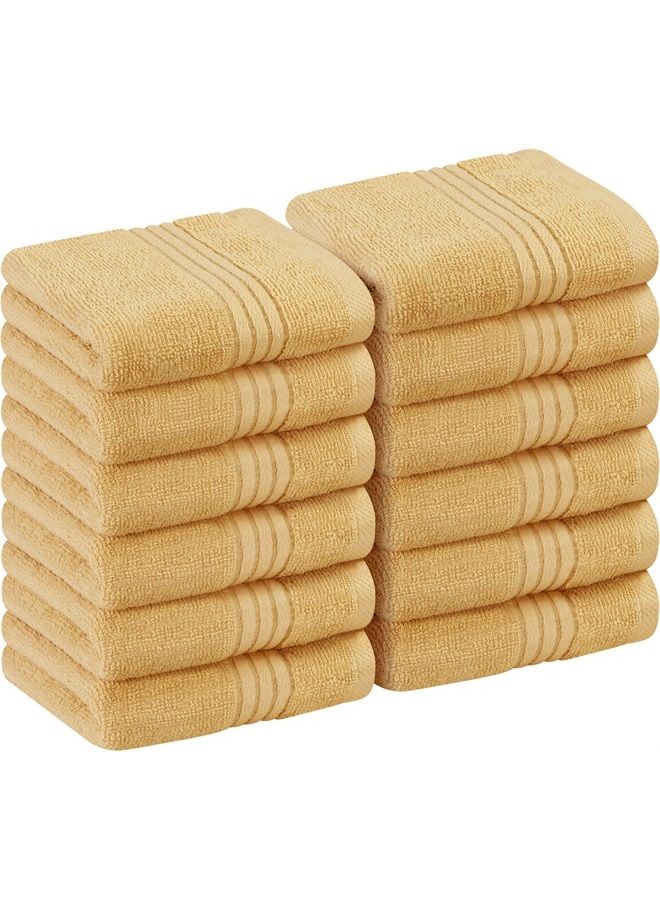 Utopia Towels (12 Pack Luxury Wash Cloths Set (12 x 12 Inches) 600 GSM 100% Cotton Ring Spun, Highly Absorbent and Soft Feel Washcloths for Bathroom, Spa, Gym, and Face Towel (Beige) - Image 1