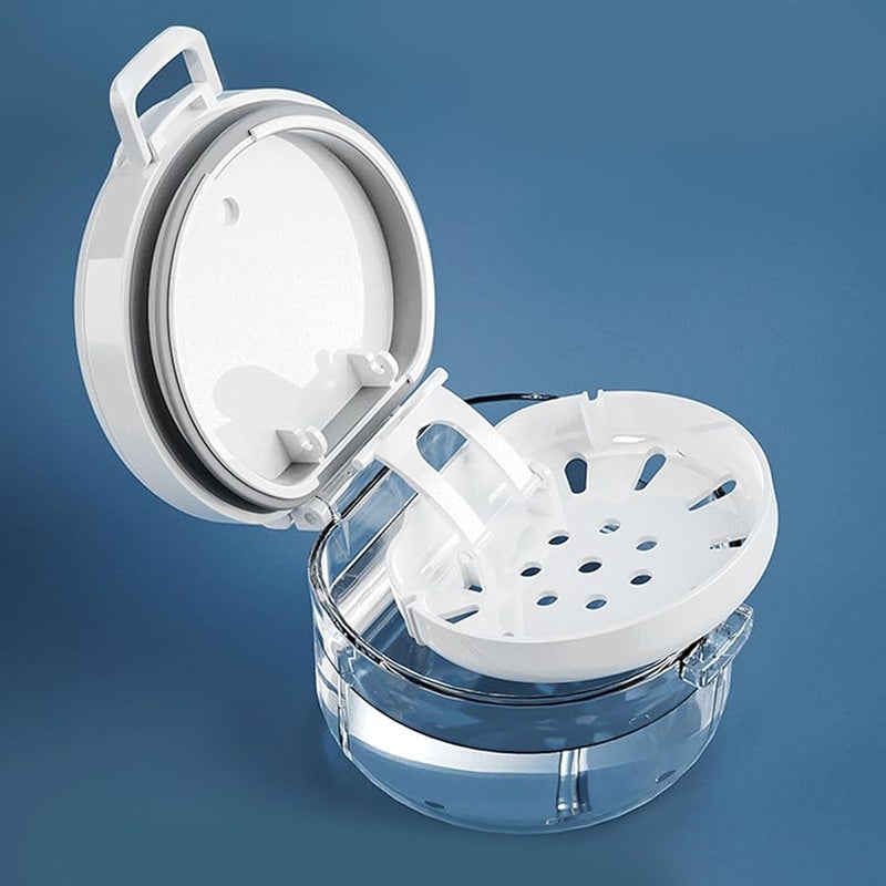 حالة أسنان محمولة بيضاء مع طبقة تصريف، مناسبة للسفر للبالغين وكبار السن - Image 5