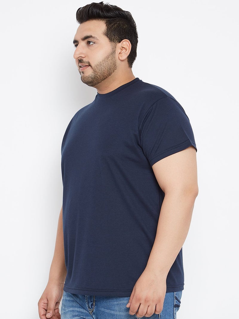 Bigbanana Plus Size Solid Men's Round Neck T-Shirt (Tony-Navy,Navy Blue,2XL) - Image 3