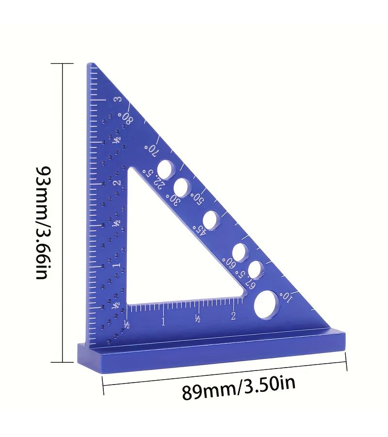 Red Aluminum Triangle Ruler Portable with Precision Holes for Woodworking and Engineering - Image 3