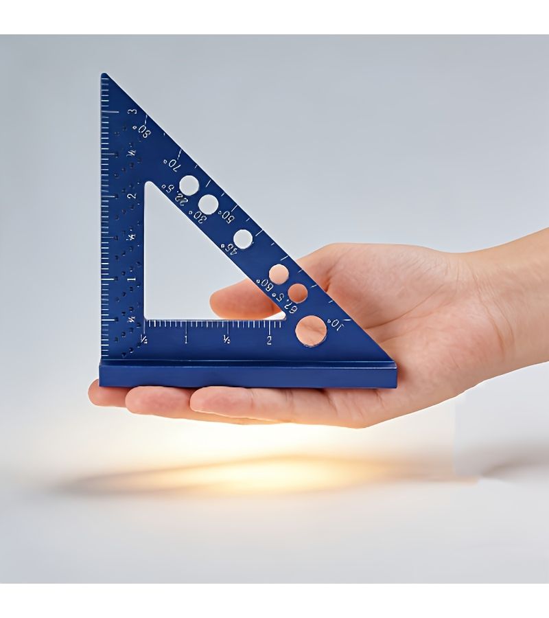 Red Aluminum Triangle Ruler Portable with Precision Holes for Woodworking and Engineering - Image 2