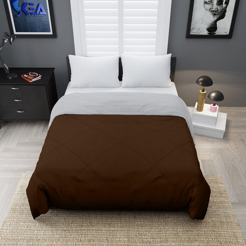 KEA غطاء سرير مزدوج كينج سايز من ميكروفايبر قابل للعكس من KEA لجميع الأجواء (بني ورمادي، 250GSM) | غطاء سرير مزدوج - Image 3