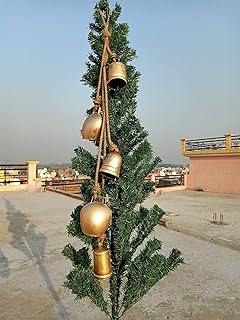 THOR INSTRUMENTS Rustic Gold Cow Bells for Christmas Decorations Vintage Handmade Lucky Christmas Hanging Bells Set of 5 - Image 1