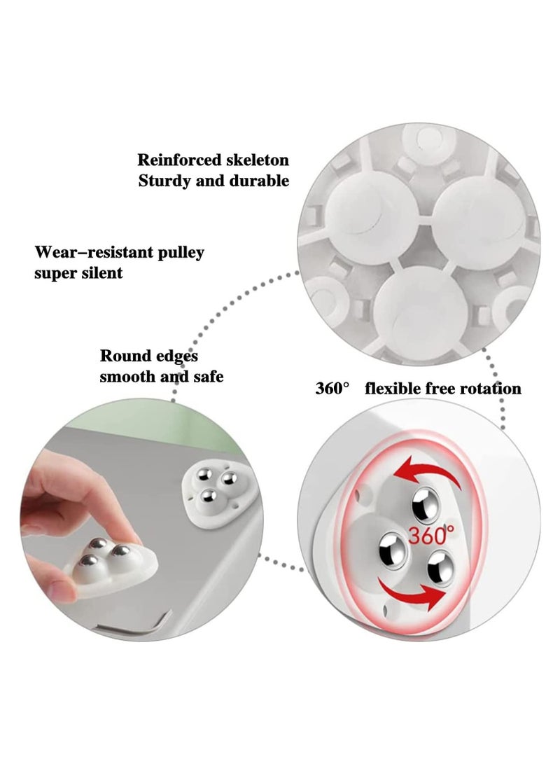 Yalla Pick 8 Pieces Swivel  Caster Wheels, 360 Degree Rotation Stainless Steel Paste Sticky Wheels,Universal Mini Self Adhesive Caster Wheels for Kitchen Countertop,Box Bottom Storage Rack, Furniture Trash Can (White)  - Image 4