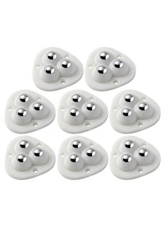 Excefore 8 Pieces Self Adhesive Caster Wheels, 360 Degree Rotation Stainless Steel Paste Sticky Wheels,Universal Mini Swivel Caster Wheels for Box Bottom Storage Rack Furniture Trash Can (Three Beads)  - Image 1