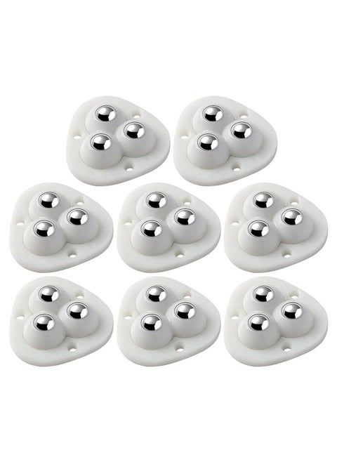 8 Pieces Self Adhesive Caster Wheels, 360 Degree Rotation Stainless Steel Paste Sticky Wheels,Universal Mini Swivel Caster Wheels for Box Bottom Storage Rack Furniture Trash Can (Three Beads)