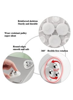 Excefore 8 Pieces Self Adhesive Caster Wheels, 360 Degree Rotation Stainless Steel Paste Sticky Wheels,Universal Mini Swivel Caster Wheels for Box Bottom Storage Rack Furniture Trash Can (Three Beads)  - Image 2