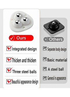 Excefore 8 Pieces Self Adhesive Caster Wheels, 360 Degree Rotation Stainless Steel Paste Sticky Wheels,Universal Mini Swivel Caster Wheels for Box Bottom Storage Rack Furniture Trash Can (Three Beads)  - Image 4