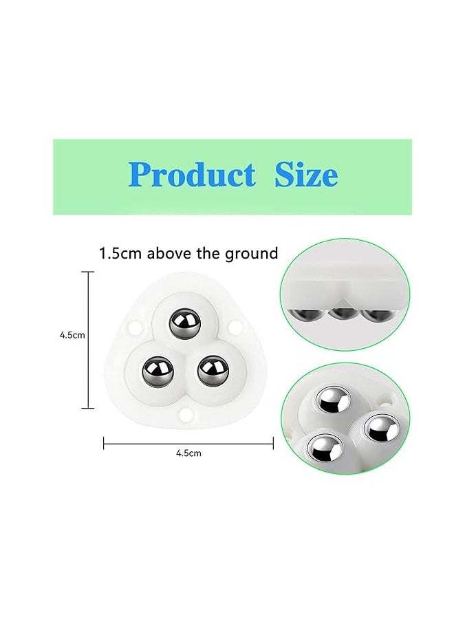 Excefore - 8 Pieces Self Adhesive Caster Wheels, 360 Degree Rotation Stainless Steel Paste Sticky Wheels,Universal Mini Swivel Caster Wheels for Box Bottom Storage Rack Furniture Trash Can (Three Beads) - Image 1