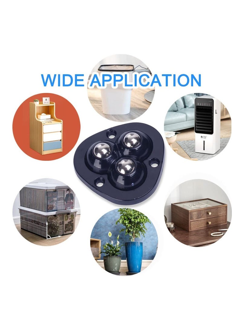 Excefore - 8 Pieces Self Adhesive Caster Wheels, 360 Degree Rotation Stainless Steel Paste Sticky Wheels,Universal Mini Swivel Caster Wheels for Box Bottom Storage Rack Furniture Trash Can (Three Beads) - Image 1