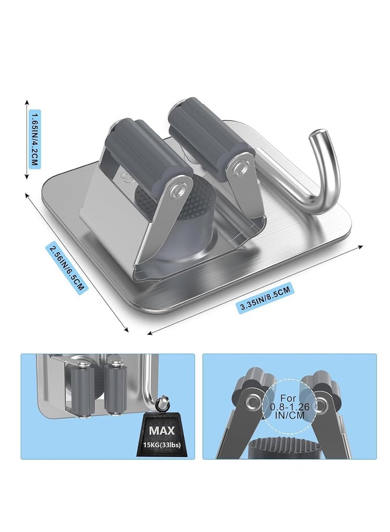 5 Pcs Mop Broom Holder, Self Adhesive Stainless Steel Broom Storage with Rack and Hook, Wall Mounted Mop Broom Organizer for Home, Bathroom, Kitchen, Officee, Closet (Black)  - Image 4
