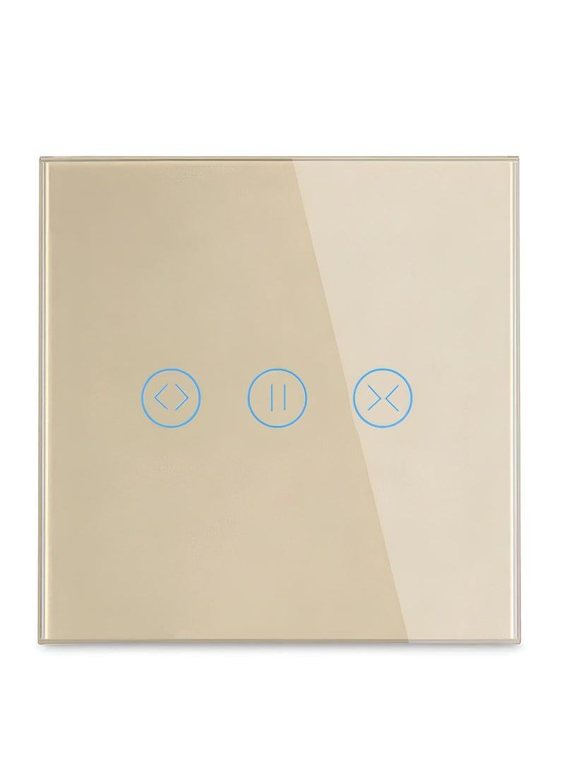 Smart WiFi Curtain Switch with Touch Glass Panel, Neutral Wire Required, Compatible with Alexa and Google Home, Touch & App Remote Control, Timing Function & Voice Control (Gold) - Image 1