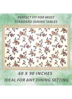 Kuber Industries Kuber Industries Floral Print Dining Table Cover 6 Seater|Exclusive Table Cloth|Table Sheet For dining, Party, Events|Waterproof Table Protector|Indoor And Outdoor Use "90x60" (Cream & Brown)  - Image 3