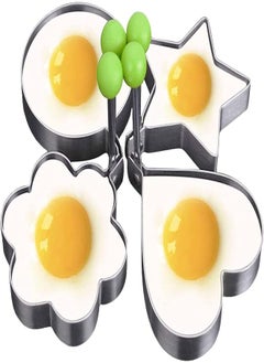 Generic 4pcs Egg Rings Pancake Mold- Anti-scald Pancake Cookie Mold for Kids, 4 Different Shapes Heat-resistant Stainless Steel Fried Egg Mold