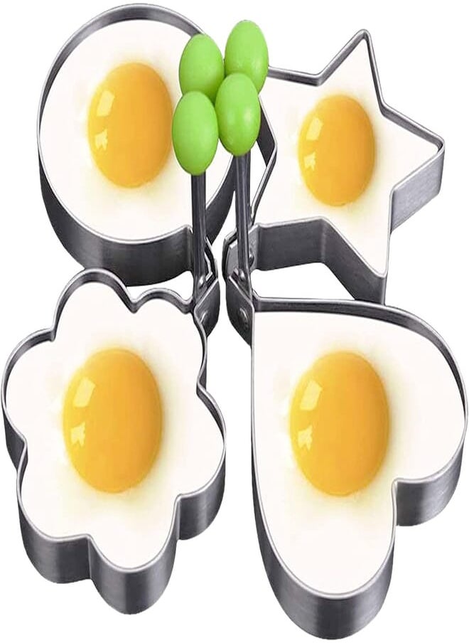 Generic - Generic 4pcs Egg Rings Pancake Mold- Anti-scald Pancake Cookie Mold for Kids, 4 Different Shapes Heat-resistant Stainless Steel Fried Egg Mold - Image 1