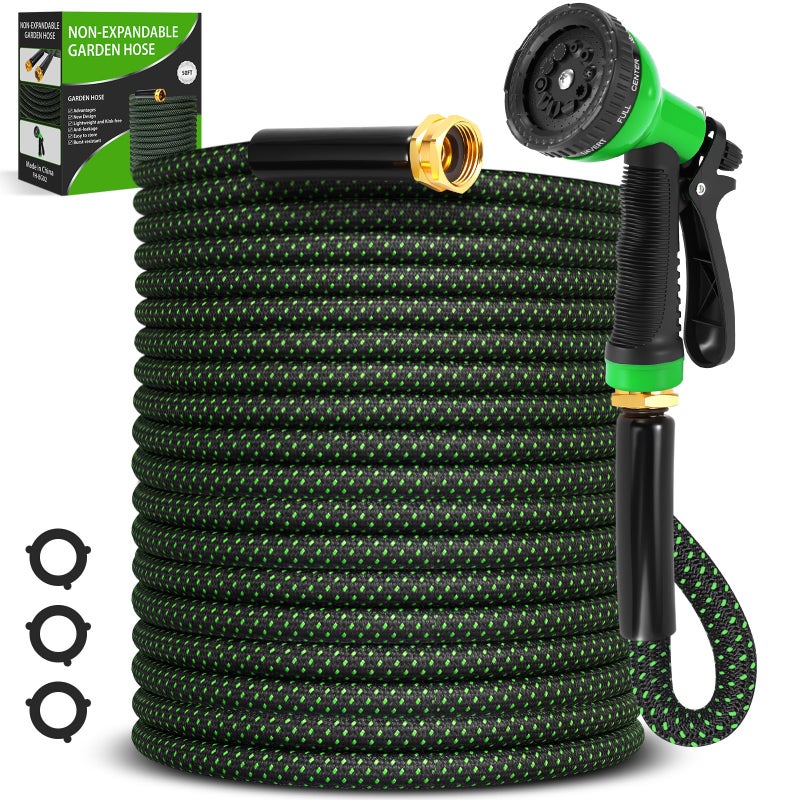 Advinski Garden Hose 50ft, Non-Expanding Water Hose, Lightweight, Kink Free, Sturdy, Leak-Proof, Portable, Flexible Hose with 10 Function Nozzle for Outdoor, Yard, Lawn, Car Wash and Camper Use - Image 1