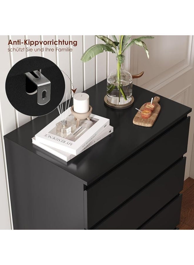 FOREHILL خزانة أدراج سوداء ب6 أدراج – خزانة تخزين عالية لتخزين غرفة النوم أو الردهة أو غرفة المعيشة (60 × 40 × 119 سم)" - Image 4