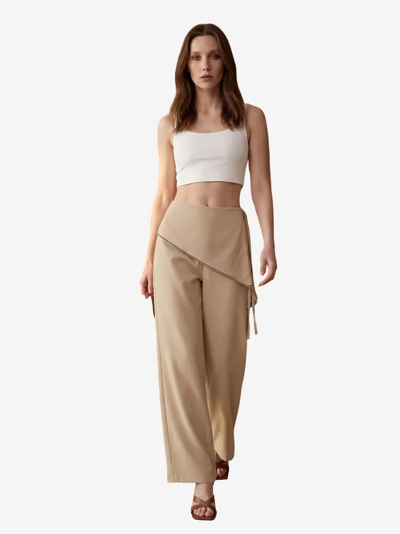 MY FASHION MY FASHION High-Waist Wide-Leg Crepe Trousers