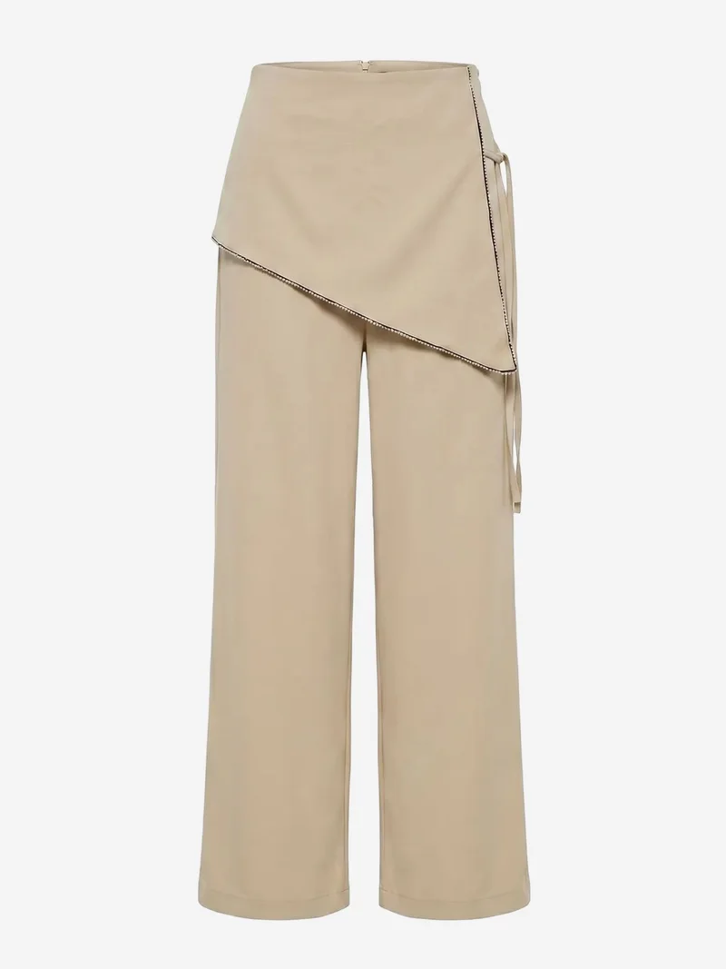 MY FASHION MY FASHION High-Waist Wide-Leg Crepe Trousers